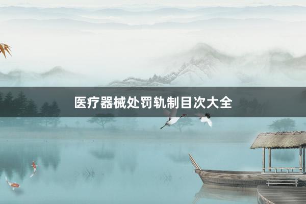 医疗器械处罚轨制目次大全